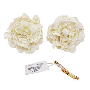 Ivory White Shoe Bows Flower Shoe Clips Prom Wedding Accessories 2 pc J.Crew